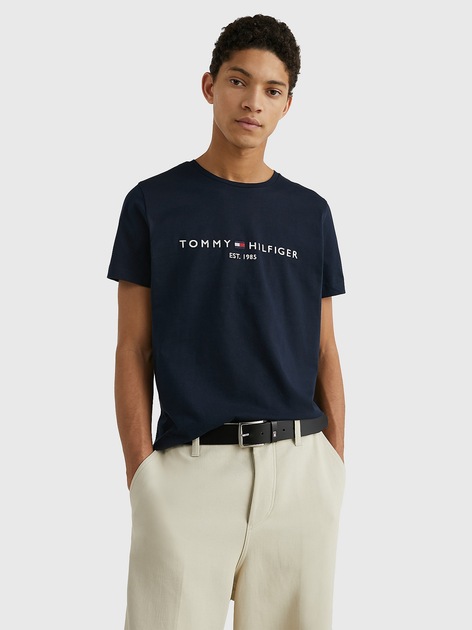 Koszulka męska basic Tommy Hilfiger MW0MW11465-403 S Niebieska (8719858459138) - obraz 1