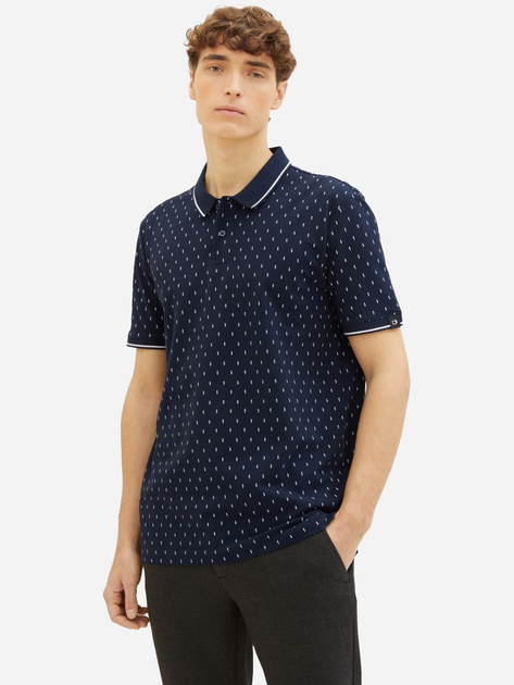 Поло довге чоловіче Tom Tailor 1040465 2XL Синє (4067672205566) - зображення 3