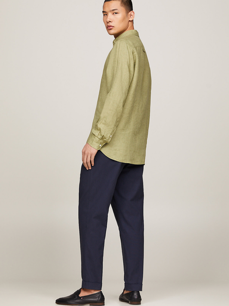 Koszula męska lniana Tommy Hilfiger MW0MW34602-L9F L Oliwkowa (8720646635917) - obraz 4