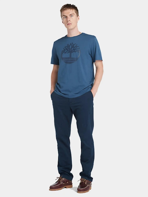 Футболка бавовняна довга чоловіча Timberland TB0A2C2R M Синя (194902948017) - зображення 3