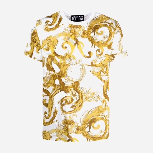 Koszulka męska bawełniana długa Versace Jeans Couture vjc76gah6s0js287g03 XL Biały/Żółty (8052019638875) - obraz 5