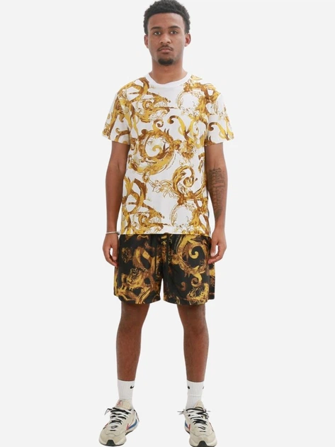 Футболка бавовняна довга чоловіча Versace Jeans Couture vjc76gah6s0js287g03 3XL Білий/Жовтий (8052019638905) - зображення 3