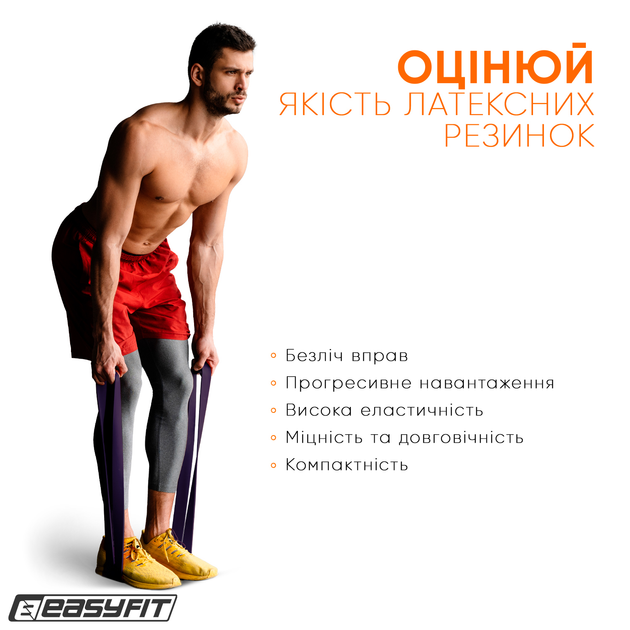 Гумова петля-еспандер Easyfit Origin 15-45 кг резинка для підтягувань, фітнесу і тренувань EF-2654-4 Фіолетова (56102668) - зображення 7