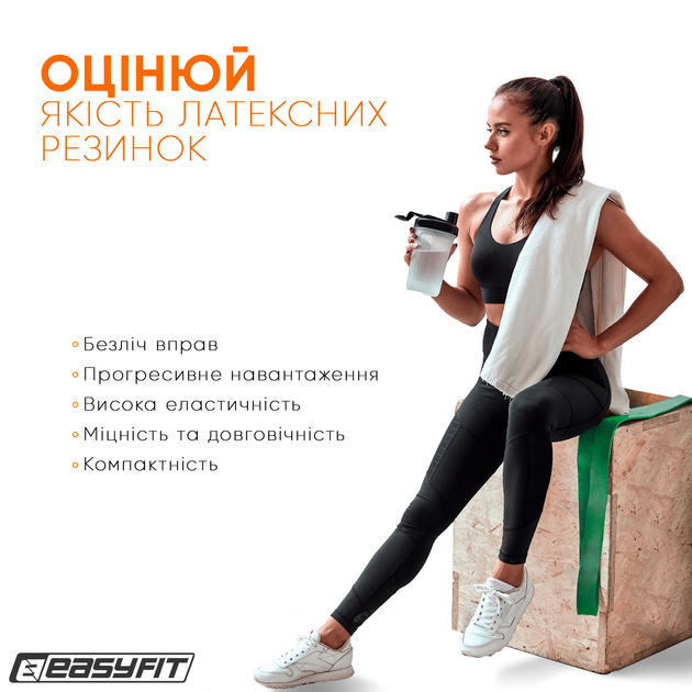 Гумова петля-еспандер Easyfit Origin 19-65 кг резинка для підтягувань, фітнесу і тренувань EF-2654-5 Зелена (56102670) - зображення 7