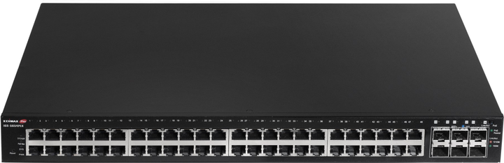 Switch Edimax Industrial Surveillance VLAN 54-Port Gigabit PoE+ Black (IGS-5654PLX) - obraz 2