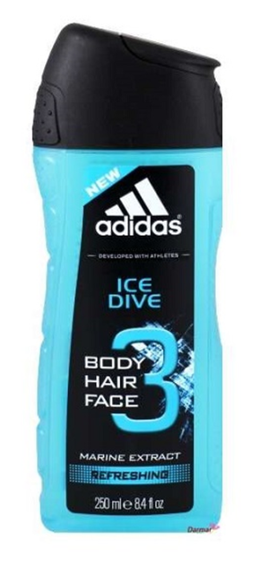 Perfumowany żel pod prysznic dla mężczyzn Adidas Ice Dive 3-w-1 250 ml (3607340724046) - obraz 1