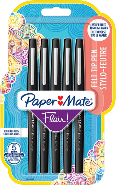 Фломастери Paper Mate Чорні 5 шт (3026980289096) - зображення 1