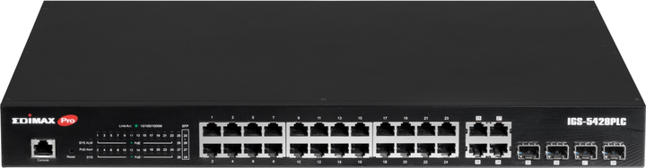 Switch Edimax Industrial Surveillance VLAN 28-Port Gigabit PoE+ Black (IGS-5428PLC) - obraz 2