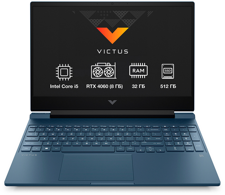 Ноутбук HP Victus Gaming 16-r0012ua (9G9J1EA) Performance Blue / 16.1" IPS Full HD 144 Гц / Intel Core i5-13500H / RAM 32 ГБ / SSD 512 ГБ / nVidia GeForce RTX 4060, 8 ГБ - изображение 2