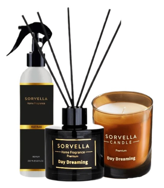 Подарунковий набір Sorvella Perfume Day Dreaming Ароматичний дифузор 120 мл + Ароматизатор для приміщень 200 мл + Ароматична свічка 170 г (5905489912569) - зображення 1