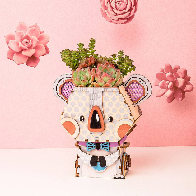 3D Puzzle drewniane Robotime Rolif Doniczka Koala 13.9 x 7.8 x 13.7 cm 65 elementów (6946785179712) - obraz 4