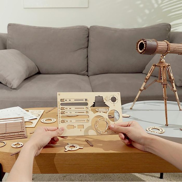 3D Пазл дерев'яний Robotime Rokr Телескоп 33 x 24 x 32.5 см 314 деталей (6946785116526) - зображення 5