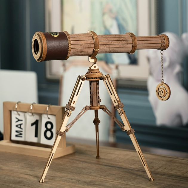 3D Пазл дерев'яний Robotime Rokr Телескоп 33 x 24 x 32.5 см 314 деталей (6946785116526) - зображення 6