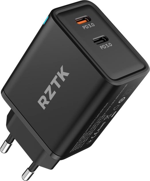Зарядний пристрій RZTK GaN2 65W 2 USB-C (PD3.0) + кабель USB-C 100W Black - Фото 18 Зарядний пристрій RZTK GaN2 65W 2 USB-C (PD3.0) + кабель USB-C 100W Black - зображення 18