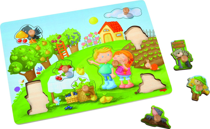 Puzzle drewniane Haba W ogrodzie 30 x 21 cm 8 elementów (4010168241128) - obraz 1