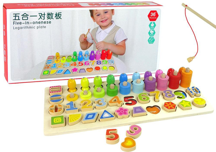 Розвиваюча дошка Leantoys 4 in 1 Numbers Letters Shapes Shapes Shape Sorter Sea (5905214975425) - зображення 1