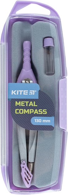Циркуль металевий Kite Pastelini + грифель у футлярі 130 мм бузковий (K24-413-36) - зображення 1