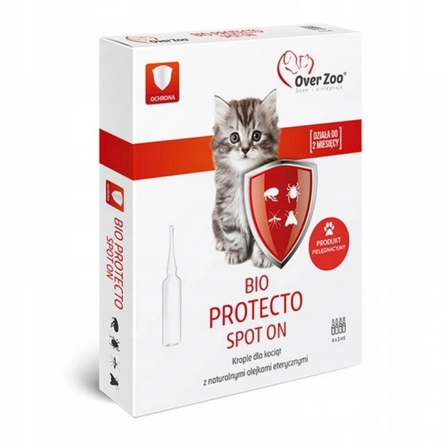 Краплі для кошенят від комах Over Zoo Bio Protecto Spot On ЕКО 4х1мл - Фото 1 Краплі для кошенят від комах Over Zoo Bio Protecto Spot On ЕКО 4х1мл - изображение 1