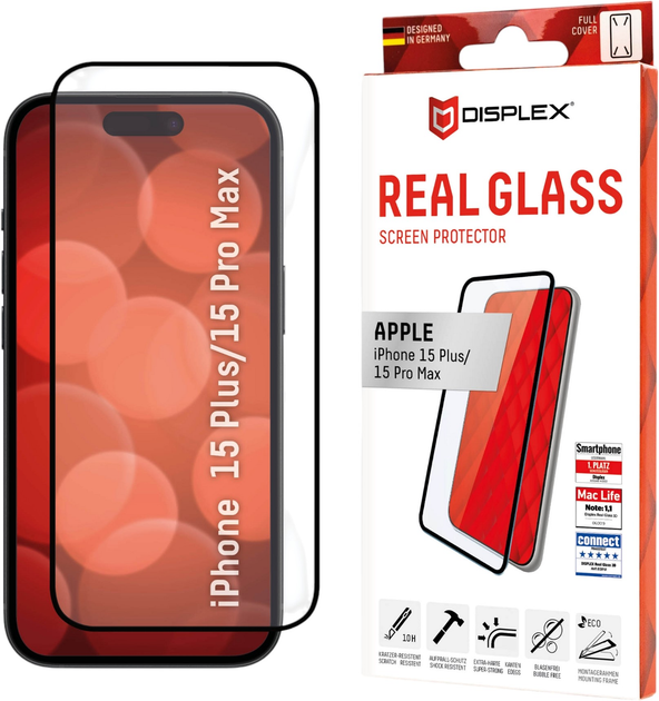 Szkło hartowane Displex Real Glass FC do Apple iPhone 15 Plus/15 Pro Max (4028778120856) - obraz 1