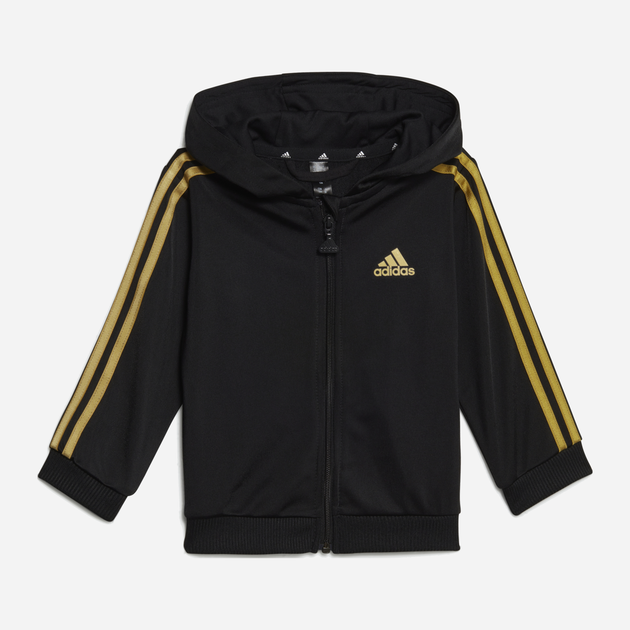 Дитячий спортивний костюм (толстовка + штани) для хлопчика adidas I 3S Shiny TS HR5874 80 см Чорний/Золотистий (4066748145935) - зображення 2