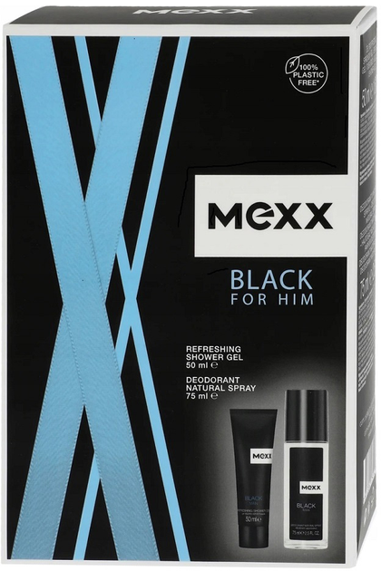 Zestaw Mexx Black Man Dezodorant naturalny w sprayu 75 ml + żel pod prysznic 50 ml (3616304175152) - obraz 1