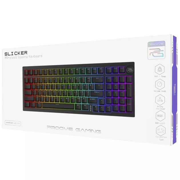 Ігрова бездротова клавіатура з підсвічуванням Proove Gaming Slicker механічна (Ukraine Layout) Біла - зображення 8
