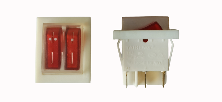 Перемикач KCD2-2101N ON-OFF, (6pin) 15А червоний + червоний 27.8х21.8мм із захисним кожухом Daier 1015333 - Фото 1 Перемикач KCD2-2101N ON-OFF, (6pin) 15А червоний + червоний 27.8х21.8мм із захисним кожухом Daier 1015333 - зображення 1