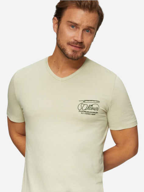 T-shirt męski bawełniany s.Oliver 10.3.11.12.130.2153470-80D1 L Beżowa (4099976471316) - obraz 5