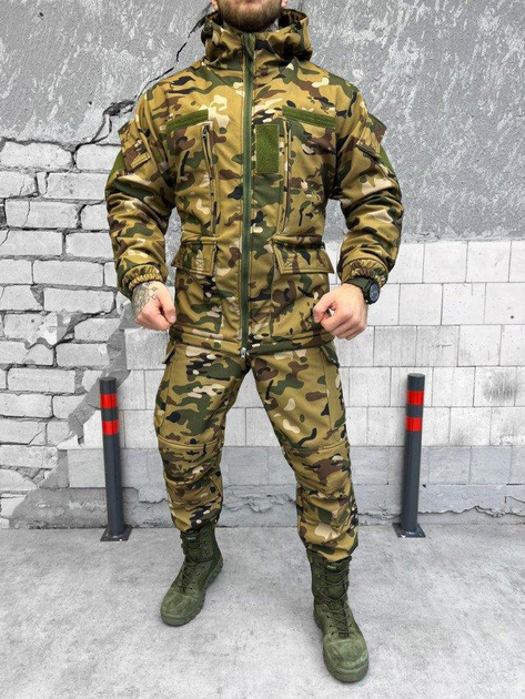 Тактический костюм с двойным флисом и высоким воротником Soft Shell Multicam XXL - изображение 1