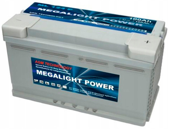 Аккумулятор стационарный Megalight AGM 100Ah Ев (-/+) 353х175х190 мм (2000962958706) - изображение 1