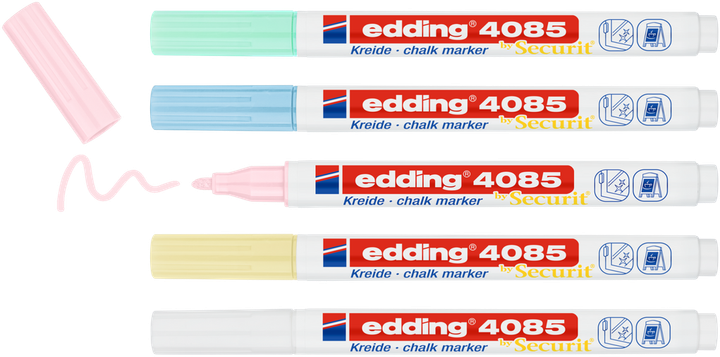 Набор меловых маркеров Edding 1-2 мм 5 шт Цветных (4057305042637) - Фото 3 Набор меловых маркеров Edding 1-2 мм 5 шт Цветных (4057305042637) - изображение 3