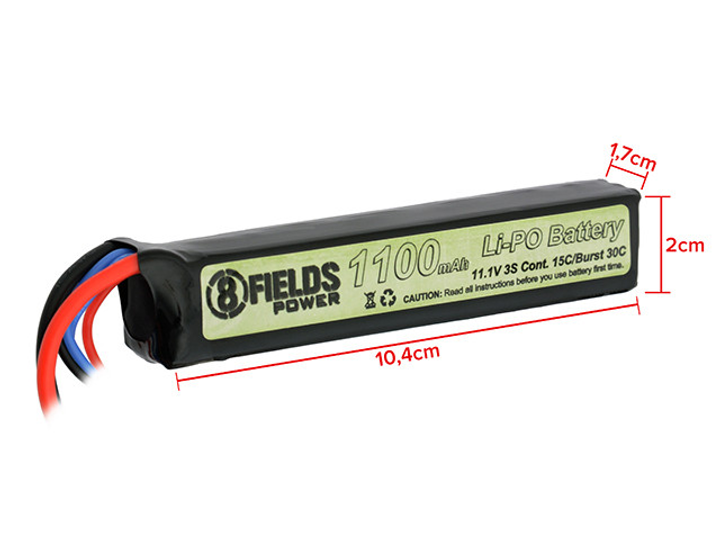 Аккумулятор Li-Po 1100mAh 11,1V 15/30C [8FIELDS] (для страйкбола) - изображение 2