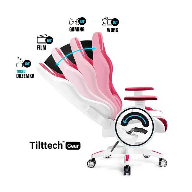 Fotel gamingowy Diablo X-One 2.0 Normal Size Candy Rose (5902560338409) - obraz 7