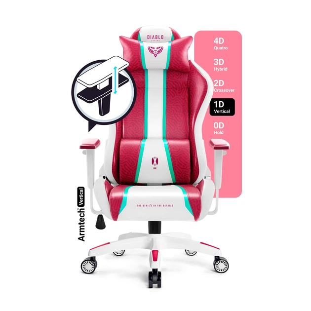 Fotel gamingowy Diablo X-One 2.0 Normal Size Candy Rose (5902560338409) - obraz 12
