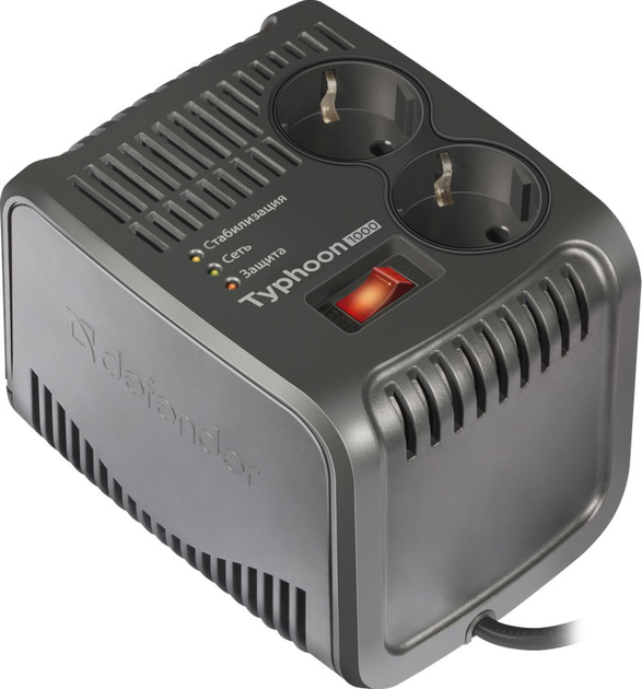 Стабилизатор напряжения Defender AVR Typhoon 1000 320Вт 2 розетки Black ...