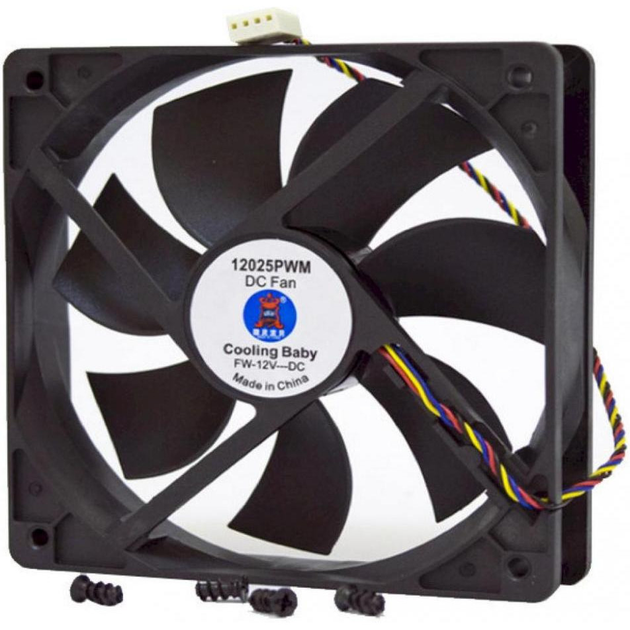 Вентилятор для корпусу Cooling Baby 120мм HB 300-1400 об/хв 17.6-31.3 дБ 4pin PWM (12025 PWM) - изображение 1
