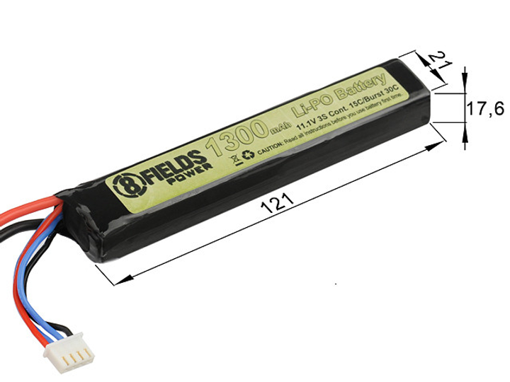 Акумулятор Li-Po 1300mAh 11,1V 15/30C [8FIELDS] (для страйкболу) - зображення 2