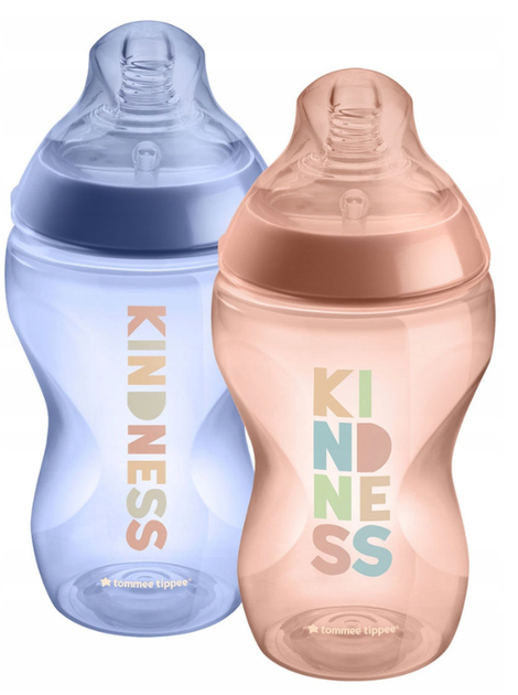 Пляшечки для годування дитячі Tommee Tippee Closer To Nature з силіконовою соскою 3м + Kindness, 2х340мл (5010415226303) - зображення 1