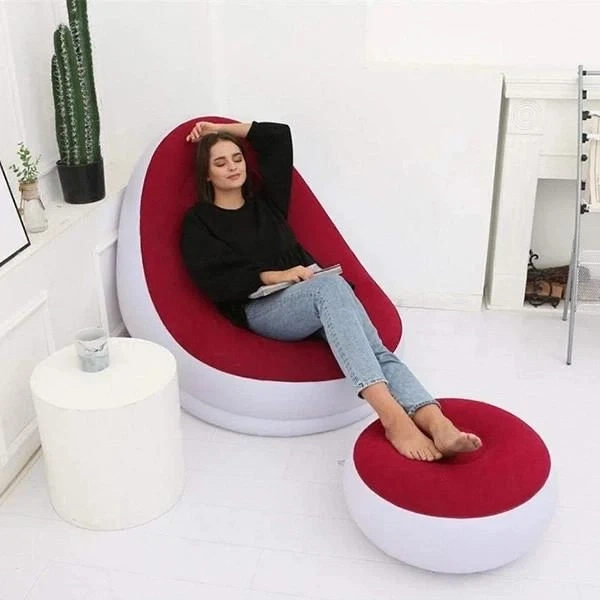 Прочный надувной диван кресло для отдыха с пуфиком AIR SOFA 102х127х76 см Красный - Фото 7 Прочный надувной диван кресло для отдыха с пуфиком AIR SOFA 102х127х76 см Красный - изображение 7
