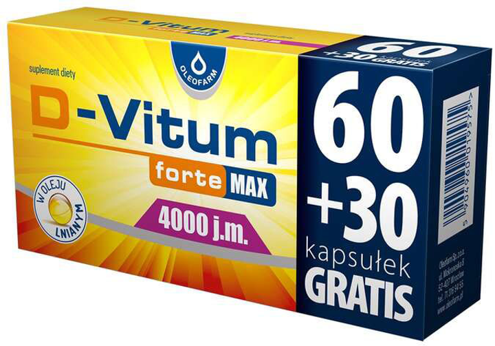 Вітаміни Oleofarm D-Vitum Forte Max 4000 90 капсул (5904960019575) - зображення 1