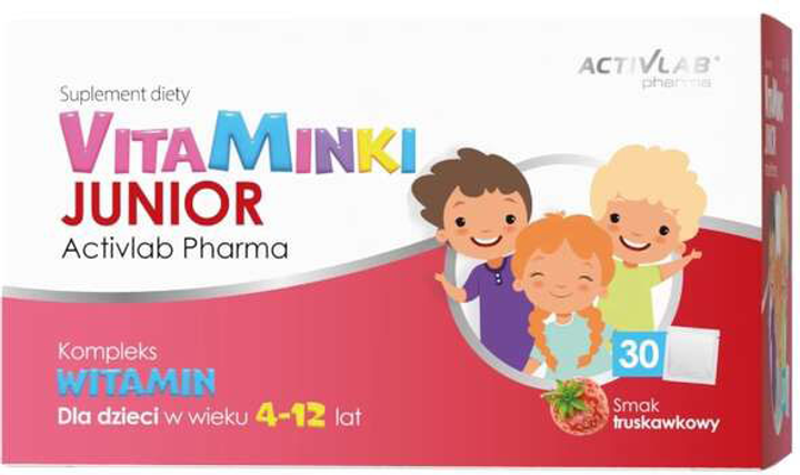 Вітаміни Unipro VitaMinki Junior полуниця 30 пакетиків (5903260906226) - зображення 1