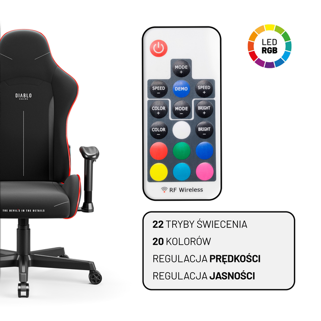 Ігрове крісло Diablo X-Starter LED RGB Black (5904405576342) - зображення 4