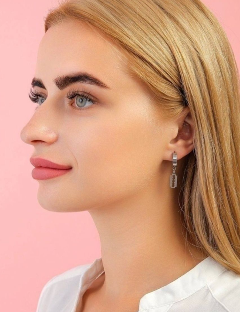 Сережки конго Fashion Jewerly лезвия женские мужские висячие моносерьга серебристые (SVS) - изображение 5