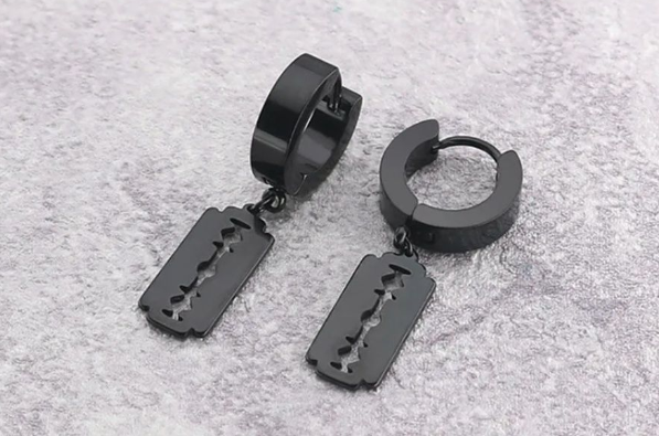 Сережки конго Fashion Jewerly лезвия женские мужские висячие моносерьга черные (SVS) - изображение 5
