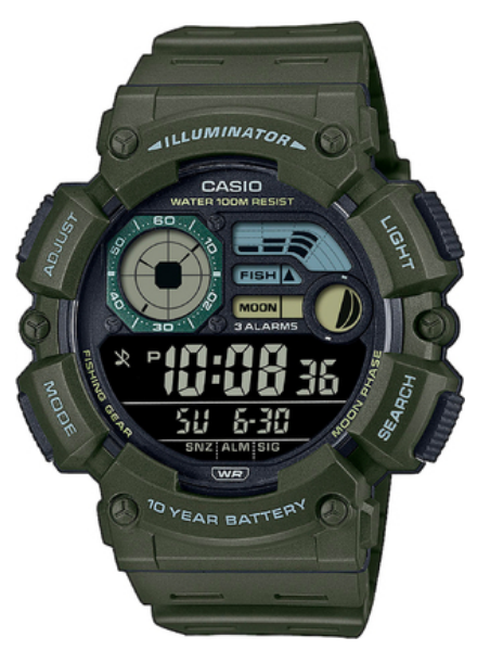 Часы CASIO WS-1500H-5BVDF для мужчин в хаки цвете с черным циферблатом. - изображение 3