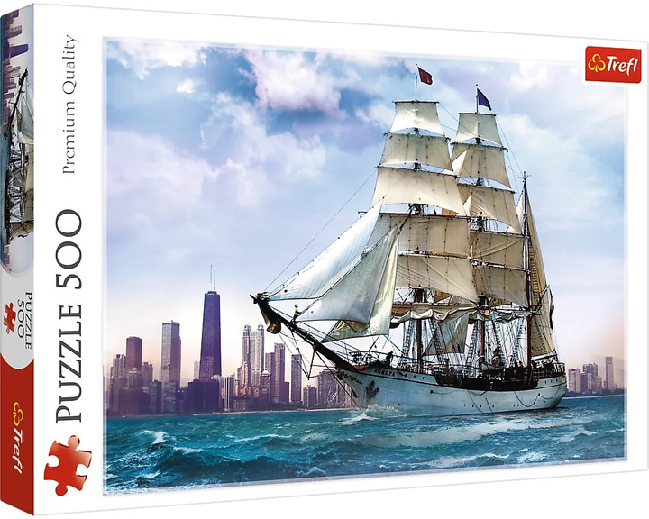 Puzzle Trefl Premium Quality Żaglowiec na tle Chicago 500 elementów (PT-37120) - obraz 1