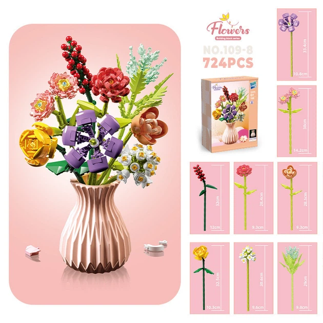 Конструктор Квіти у вазі Flowers Building Block 724 деталі