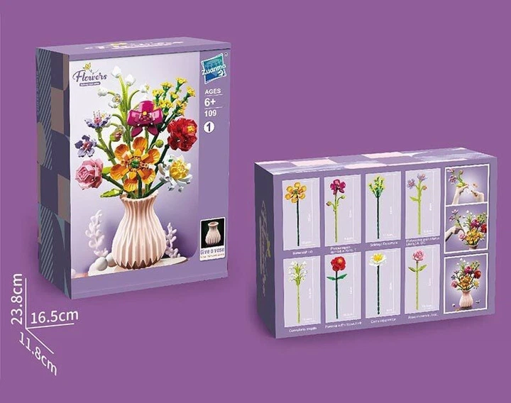 Конструктор Цветы в вазе Flowers Building Block 756 деталей