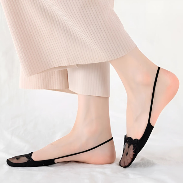 Короткеие носки следки женские 5 пар One Size, подследники кружевные черные - изображение 3