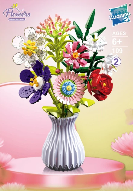 Конструктор Квіти у вазі Flowers Building Block 730 деталей